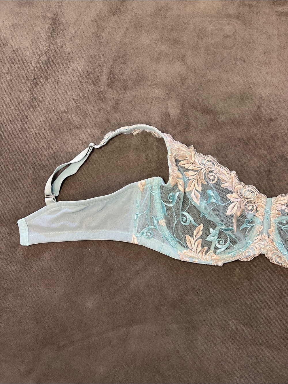 Soma Aqua and Gold Embroidered Sheer Underwire Bra 38D - Picture 7 of 13